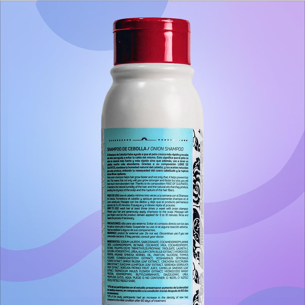 Kaba Onion Shampoo on damp hair showing smooth, manageable shine.