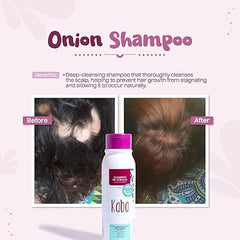Kaba Onion Shampoo pour shows quick lather for invigorating scalp care.