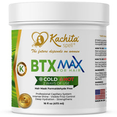Kachita Spell BTX Max deep conditioner jar for intense moisture and shine.