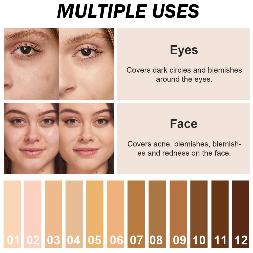 Kaely 12-color cream concealer palette offers broad shade range for diverse skin tones.