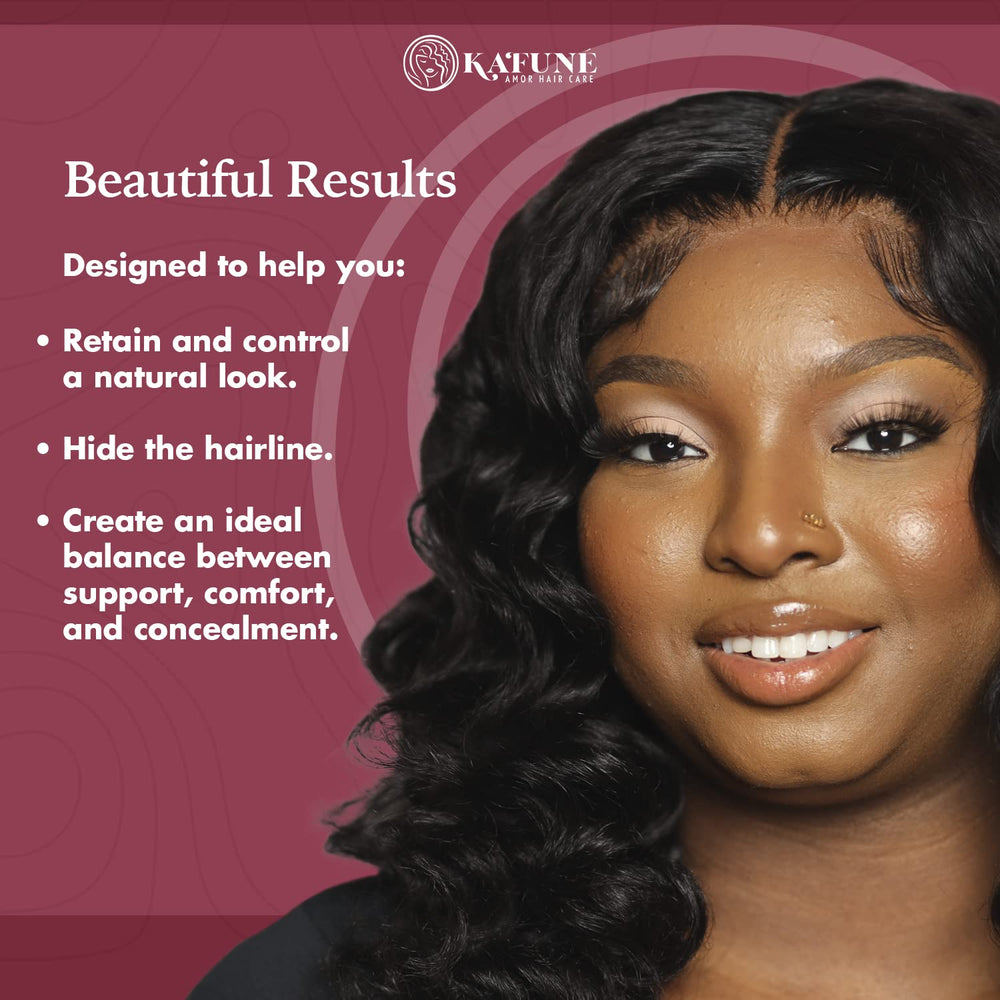 Kafune Amor Hair Melt Me Down on lace, showing HD Swiss wig compatibility.