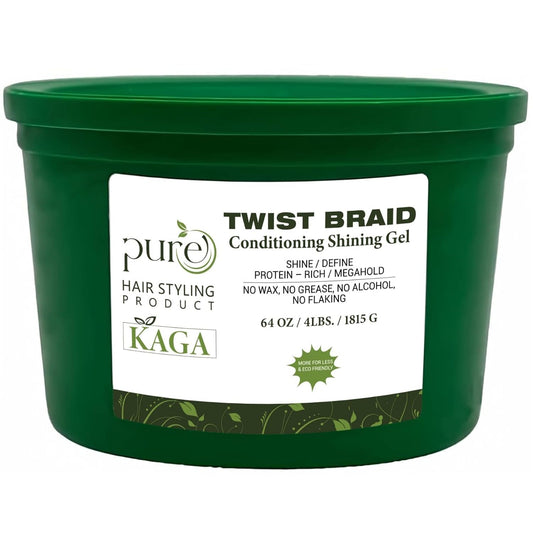 KAGA Pure O Natural Neatbraid gel in a 64oz jar for salon-strength hold and shine