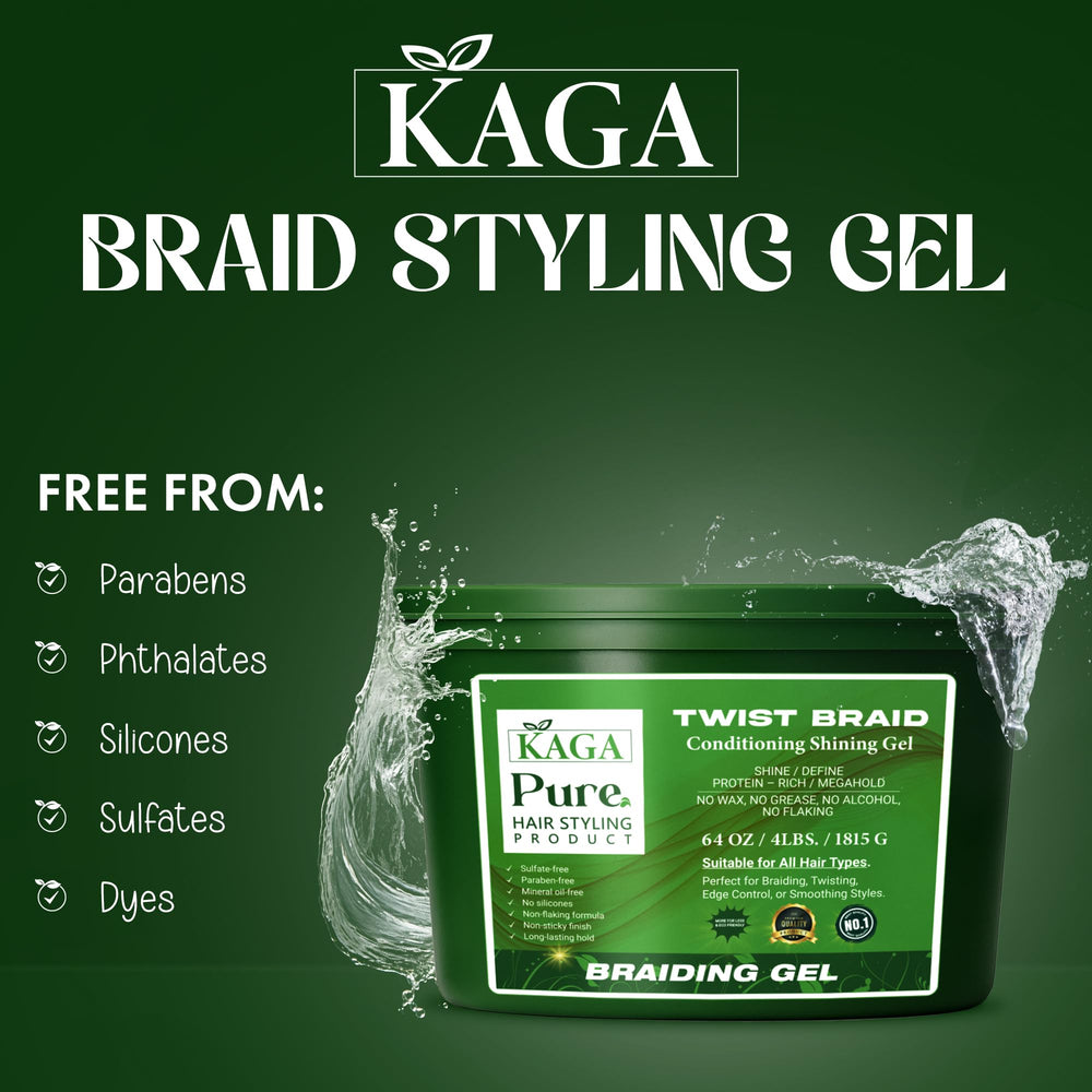 KAGA strong-hold braid styling for braids, twists, and ponytails