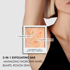 Kaia Naturals Takesumi Bright bar with volcanic sand exfoliating texture on skin.