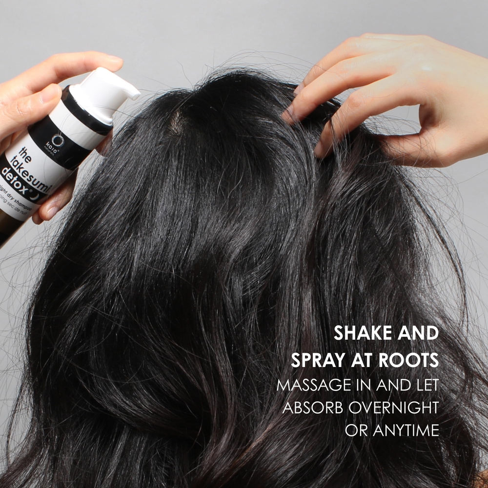 Tinted Kaia Naturals Takesumi Detox Dry Shampoo formula adds light coverage