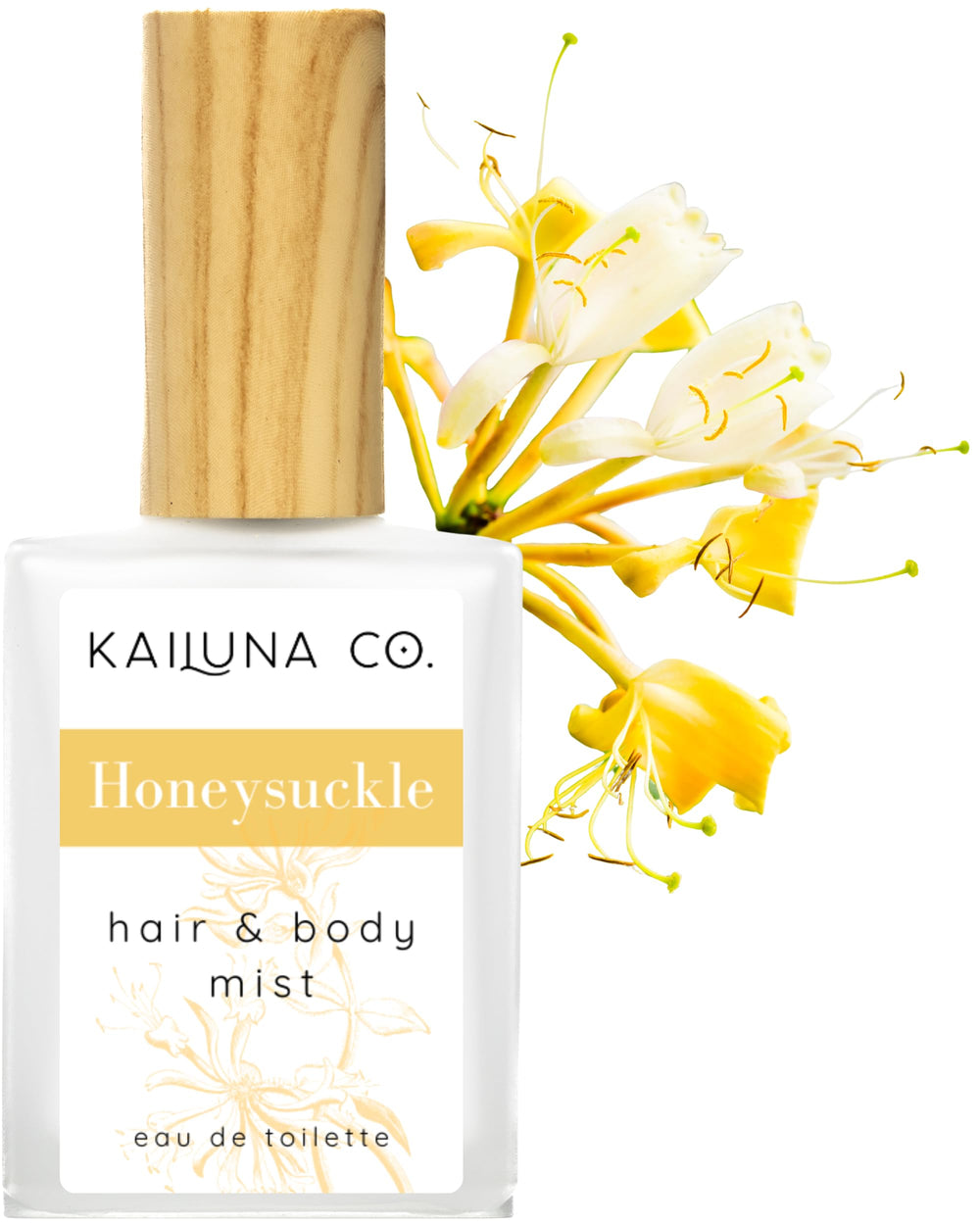 Kailuna Co. Honeysuckle Mist bottle closeup for daily fragrance