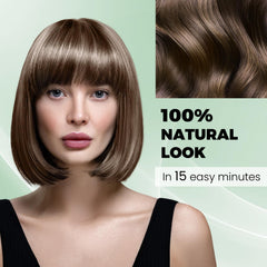 KAISASA Chestnut Brown shade swatch on hair for natural-looking coverage.