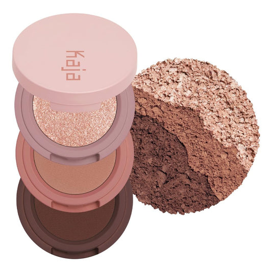 Kaja Beauty Bento 08 Chocolate Dahlia mosaic chrome swatch for bold color payoff.