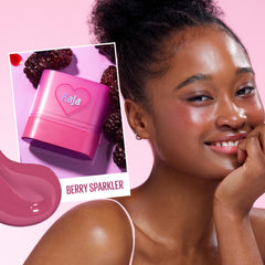 KAJA Dewy Bar Berry Sparkler swatch for quick color blending on skin.