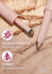 KAJA Wink Dazzle 05 Petal Prism glitter stamp in action for highlights.
