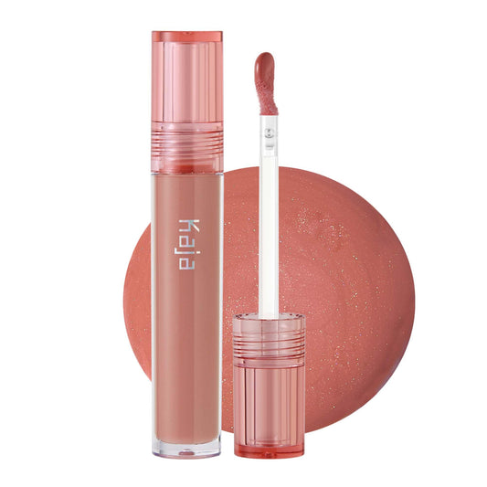 Kaja Gloss Shot Honey Drizzle bottle showing a high-shine, hydrating gloss.