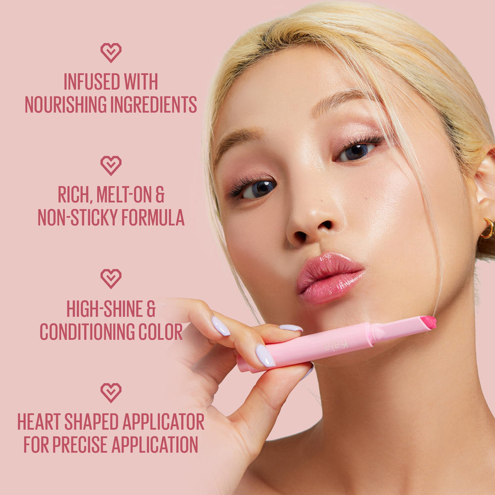 KAJA Heart Melter close-up texture highlights melt-on formula for comfort.