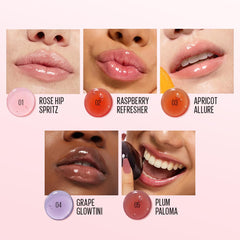 Kaja Juicy Glass Lip Oil with fruit extracts nourishes lips during daily wear.