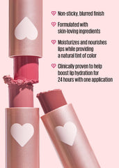 Kaja Love Blur Lip Balm 05 close-up texture shows semi-matte, cloud-like finish.