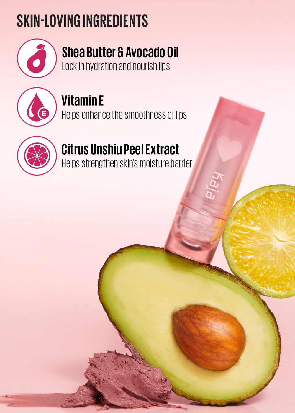 KAJA Love Blur Lip Balm Affection texture close-up