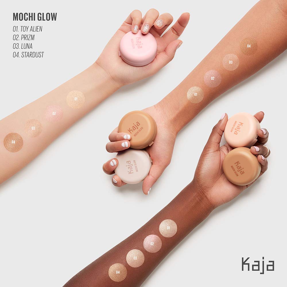 Kaja Mochi Glow 03 Luna on the cheekbone for luminous definition.