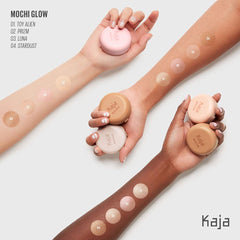 Kaja Mochi Glow 03 Luna on the cheekbone for luminous definition.