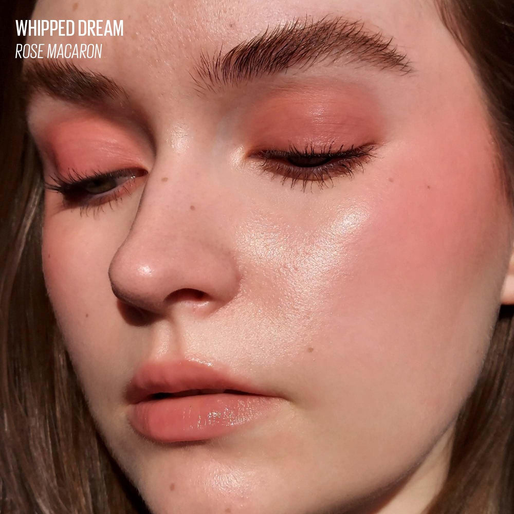 Kaja Rose Macaron swirl closeup features soft pink shade and airy texture