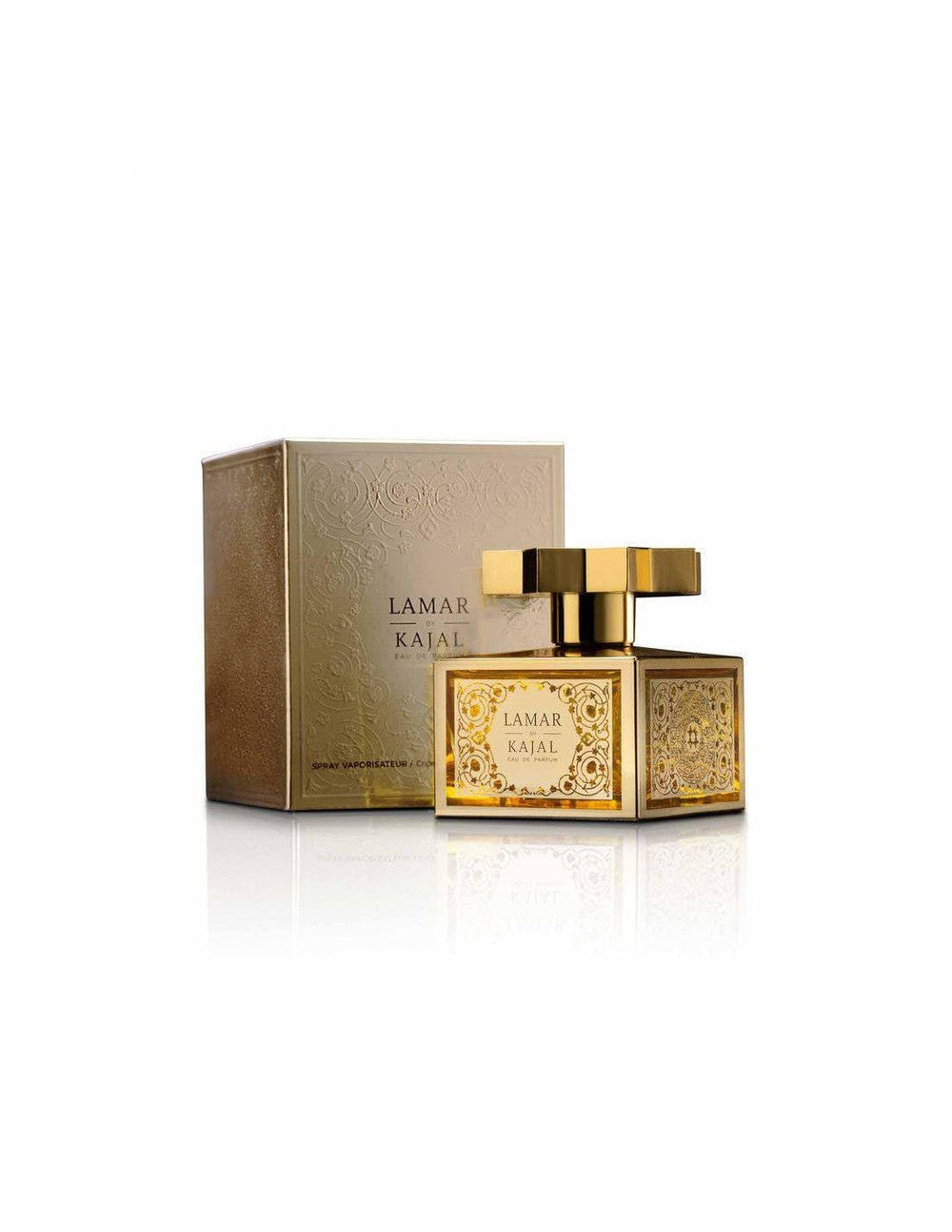 Kajal Lamar de Parfum top-view showcases cap detail and radiant gold tones