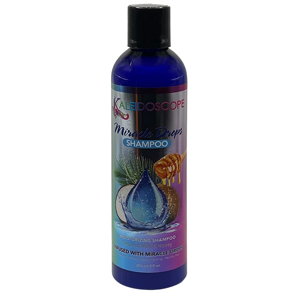 Kaleidoscope Miracle Drops Honey Aloe Conditioner tube smooths frizz-prone hair.