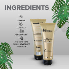 Creamy texture of Kalive Hair Mask ready for smooth application.