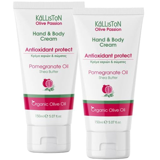 Kalliston pomegranate extract lotion bottle showing nourishing formula for hands