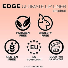 Kandi Koated Edge Lip Liner Chestnut closeup reveals creamy texture for defined lips