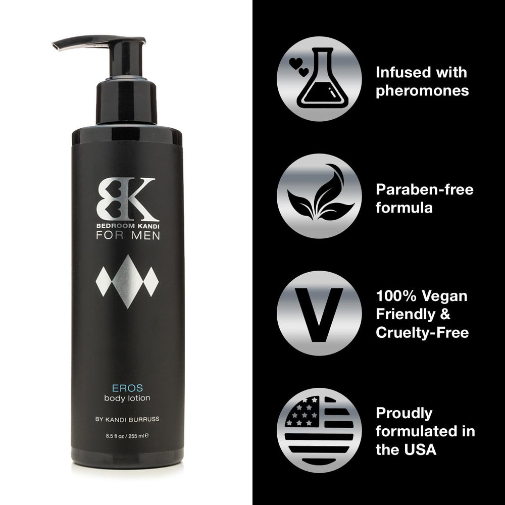 Kandi men's lotion on arm shows quick absorption and fresh scent.