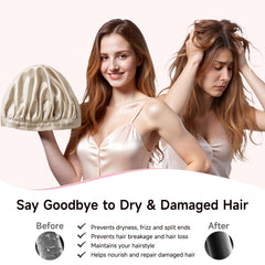 Kaome silk bonnet 22 momme double layer champagne, smooth hair protection