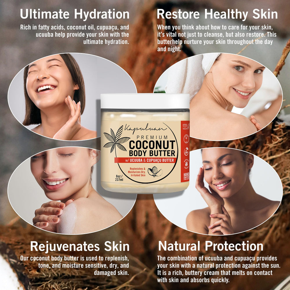 Kapuluan Coconut Body Butter texture swirl highlights creamy moisture.