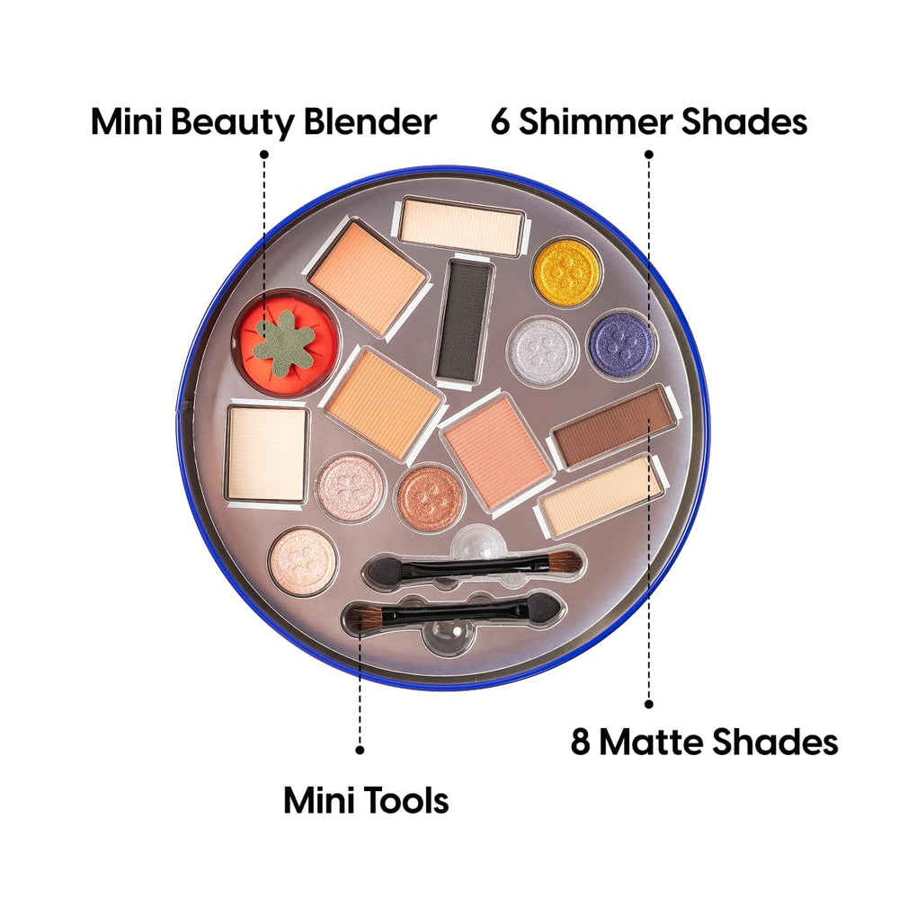 Kara Beauty tin packaging evokes nostalgia while holding a full makeup kit