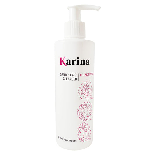 Karina Skincare Gentle Face Cleanser bottle for daily cleansing and makeup removal.