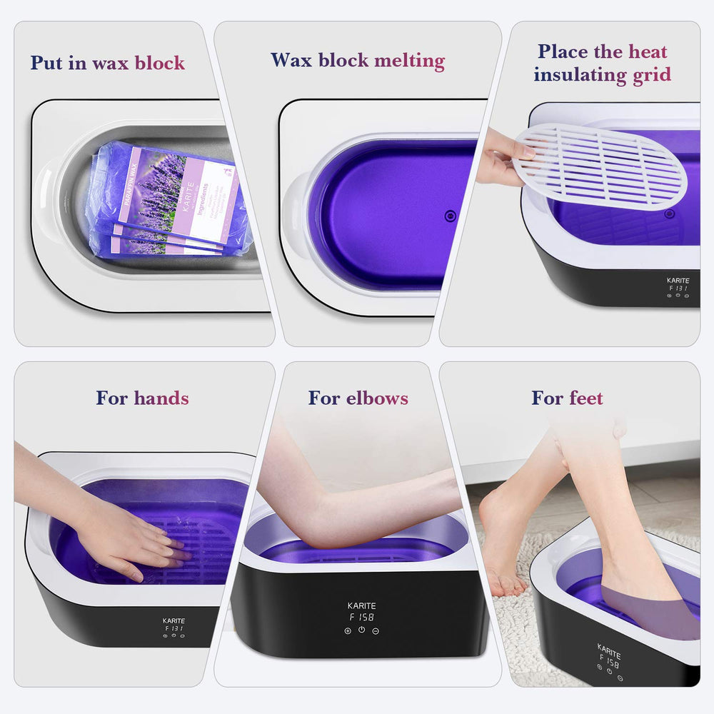 Karite paraffin wax bath compact design on a kitchen counter