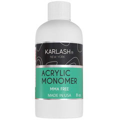 Karlash acrylic liquid 8oz bottle showcases MMA-free formula for strong adhesion and shine.