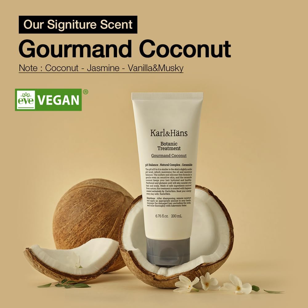 Karl&Häns Botanic Gourmand Coconut Conditioner pump enabling easy, mess-free application during showers.