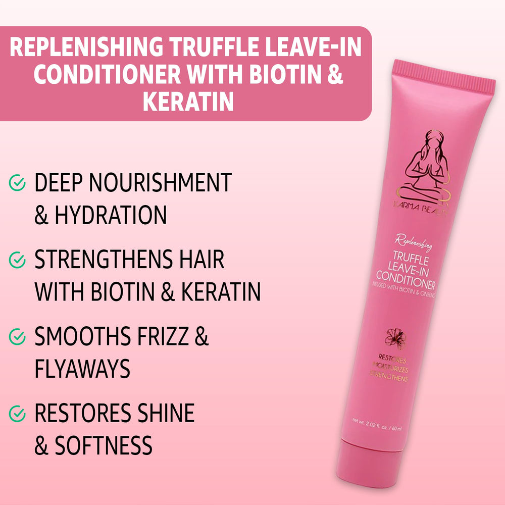 Karma Beauty Replenishing Truffle Leave-In bottle on shelf ready for travel