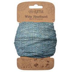 Karma Denim Color Headband blue wide for secure all-day wear