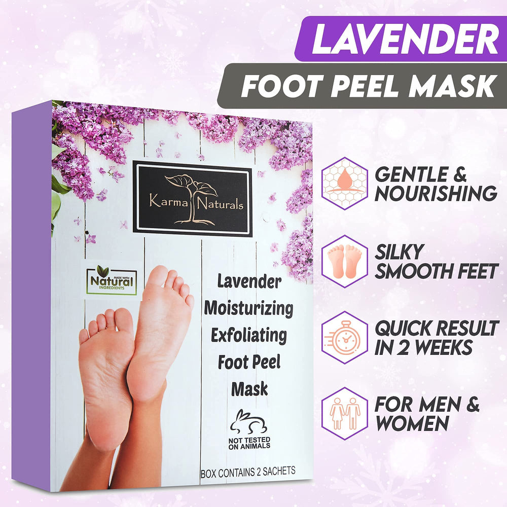 Karma Organic Foot Peel Mask Lavender on dry skin shows exfoliation potential