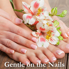 Karma Organic Nail Polish Remover on cotton pad for gentle polish removal