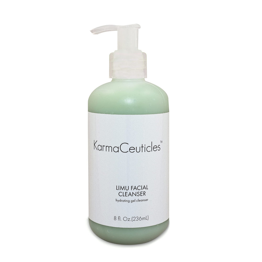 KarmaCeuticles Limu Facial Cleanser bottle for gentle makeup removal.