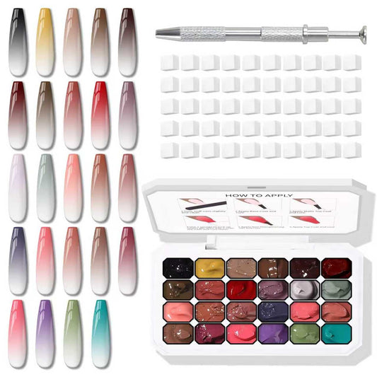 Karroy 24-colors sponge-pat nail gel palette for effortless ombre nails