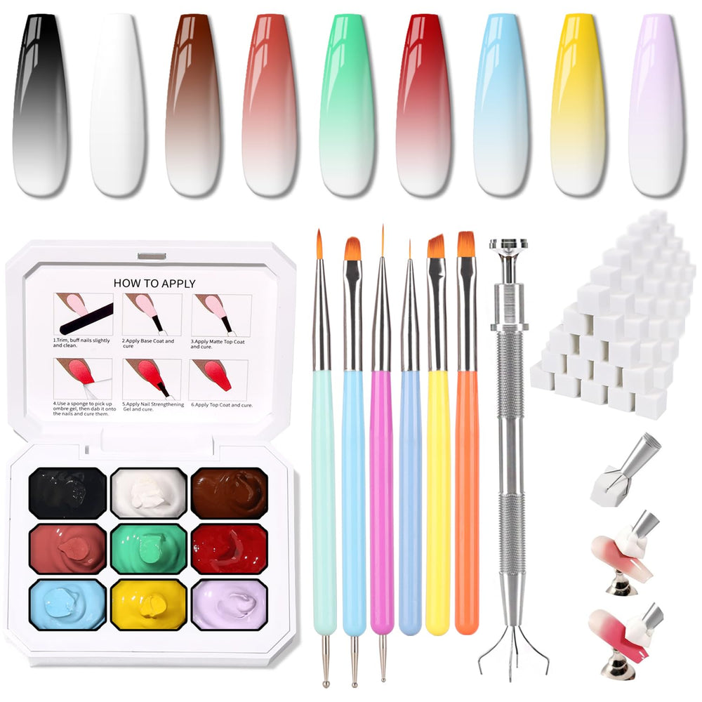 Karroy Christmas ombre palette with 9 colors for seamless gradient nails.