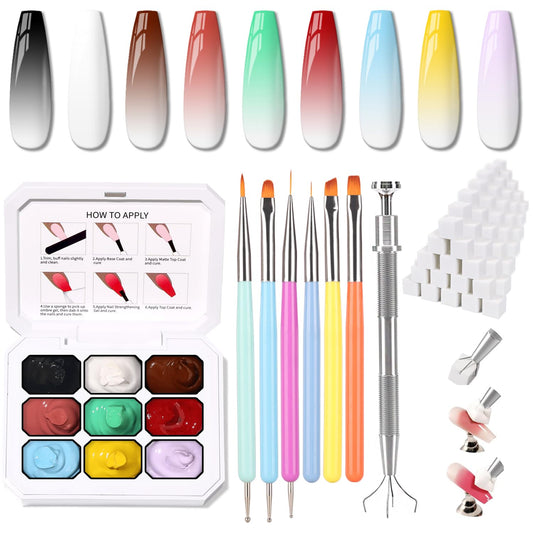 Karroy Christmas ombre palette with 9 colors for seamless gradient nails.