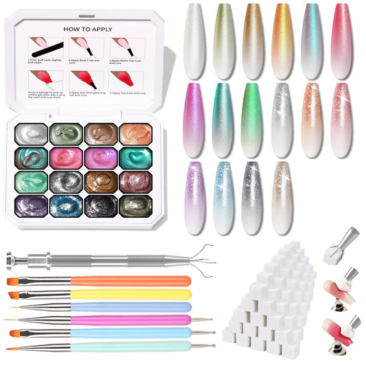 Karroy Glitter Pat Gel Nail Palette enables easy gradient ombre nails.