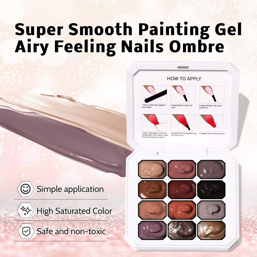 Karroy Multifunctional Gel Nail Paint Palette supports ombre and chrome powder