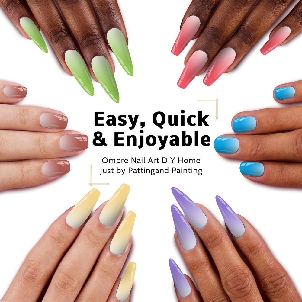 Karroy ombre nails application close-up with sponge patting for seamless gradients