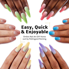 Karroy ombre nails application close-up with sponge patting for seamless gradients