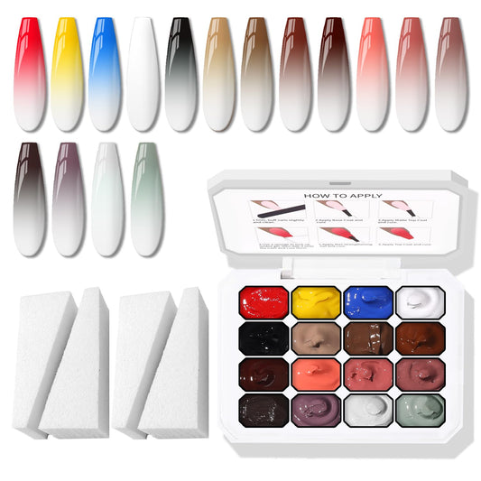 Karroy Sponge Pat Paint Nail Gel ombre gradient on nails for a chic, customizable look.