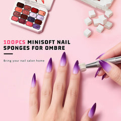 Karroy sponge-pat setup demonstrating quick gradient effects on natural nails.