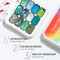 Karroy UV/LED cured gel palette ready for quick top coat sealing.